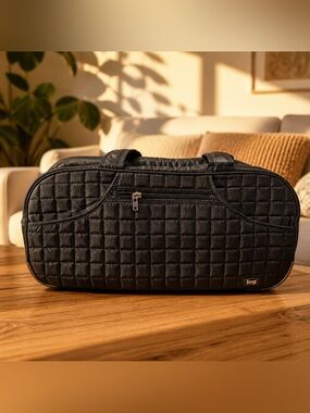 Lug Black Quilted Black Duffel Compact Travel/Yoga Tote Bag